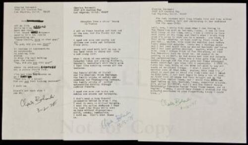 Seven manuscript poems signed by Charles Bukowski