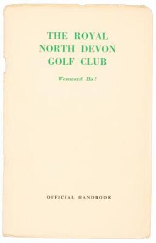 The Royal North Devon Golf Club. Westward Ho!