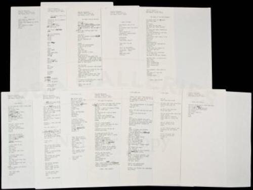 Eight manuscript poems by Charles Bukowski, unsigned but with his ink corrections