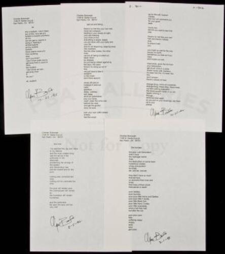 Nine manuscript poems signed by Charles Bukowski