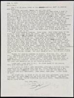 Typed Letter, signed, to Carl Weissner