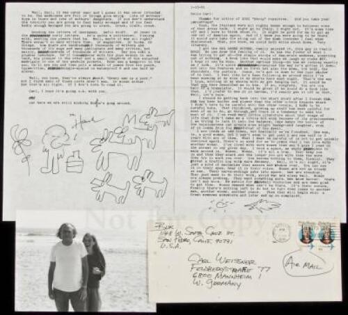 Typed Letter, signed, to Carl Weissner - with photograph of Bukowski and his daughter Marina