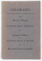 The Biennial Message of Governor Jesse F. McDonald and the Inaugural Address of Governor Henry A. Buchtel to the Sixteenth General Assembly