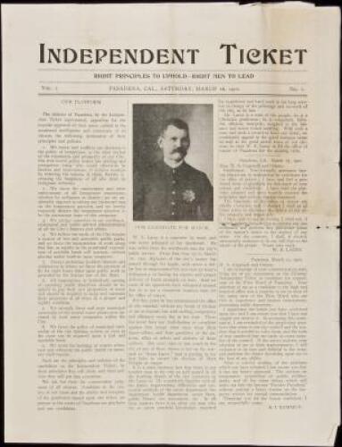 Independent Ticket - Vol. I, No. I, March 16, 1901