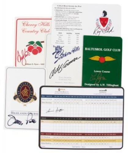 Collection of six autographed score cards