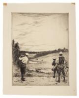 Original drypoint golf etching