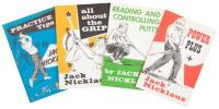 Four Jack Nicklaus instructional booklets in original Jack Nicklaus Pro. Golf Accessories bag