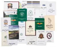 Collection of 20 score cards or guides signed by Rees Jones [with] 2 scorecards signed by Pete Dye