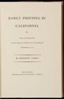 Early Printing in California: From Its Beginning in the Mexican Territory to Statehood, September 9, 1850