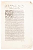 Original printed dedication leaf from the first edition of De humani corporis fabrica