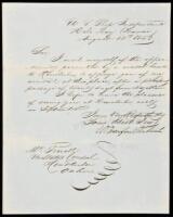 Autograph letter signed from Admiral Shubrick to Mr. Terrell of the U.S. Consul in Honolulu