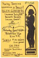 Handbill for 1970 Poetry Reading signed by Allen Ginsberg, Lawrence Ferlinghetti, and Kenneth Rexroth