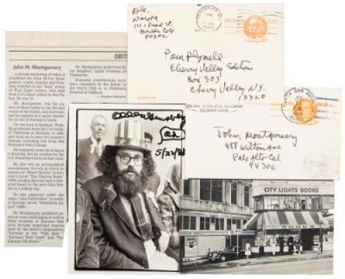 Four postcards signed and inscribed by Allen Ginsberg