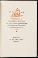 The Voyage of Sebastian Vizcaino to the coast of California, together with a map & Sebastian Vizcaino's letter written at Monterey, December 28, 1602