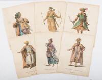 Six Hand Colored Plates of Exotic costumes