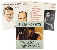Three LP records featuring Lawrence Ferlinghetti