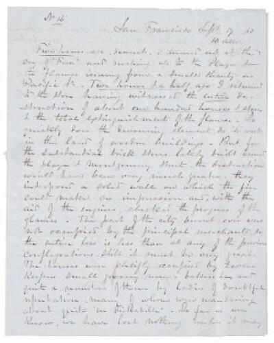 Letter from a San Francisco merchant describing a fire which ran through the city, and business conditions