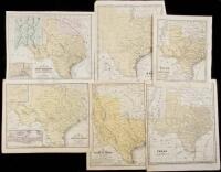 Six small maps of Texas from school geographies