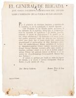 “El General De Brigada José María Calderón, Gobernador del Estado Libre Y Soberano De La Puebla… 1o. Se habilita provisionalmente el puerto de Galveston…”