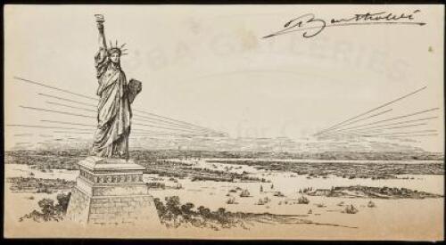 Postcard with a picture of the Statue of Liberty, signed by Bartholdi, who designed the statue