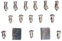 14 silver hand clasps and 2 silver books