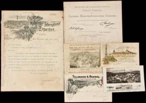 Six ephemeral items relating to the California Midwinter International Exposition held at Golden Gate Park in San Francisco