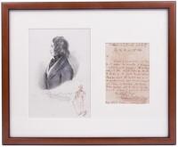 Autograph letter signed by Charles Dickens declining a fundraising subscription for the Saint Martin's Library framed with lithograph portrait of the author