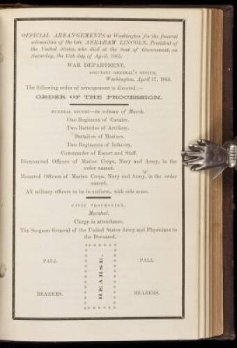 Bound volume of General Orders from 1865 including several relating to the death of President Abraham Lincoln