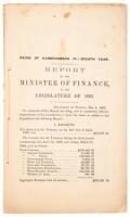 Report of The Minister of Finance to the Legislature of 1862