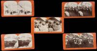 Five stereo views of scenes from the Alaska Gold Rush