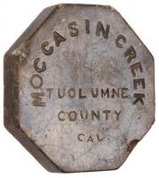 Polished stone octagonal souvenir from Moccasin Creek, Tuolumne County, California, July 4, 1859