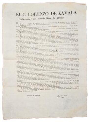 [Broadside promulgating regulations for foreigners seeking to settle in Mexico]