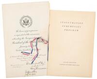 Invitation to the inauguration of Harry Truman as U.S. President in 1949, inscribed and signed by Truman