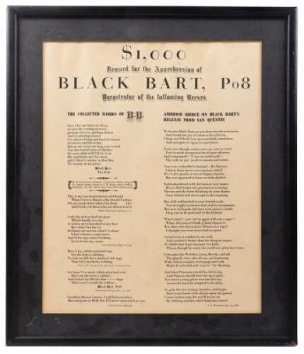 1,000 Reward for the Apprehension of Black Bart, Perpetrator of the Following Verses