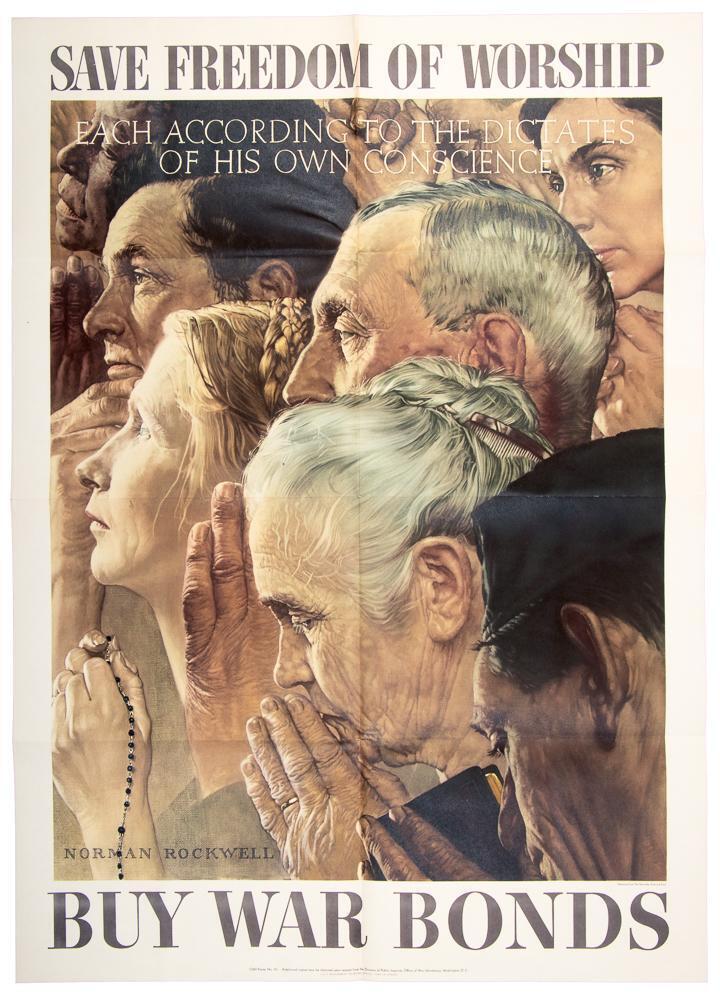 Four Freedoms series of four color posters from paintings by Norman ...