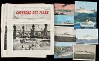 Large group of post cards from various Italian Lines, plus small group of ephemera