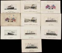 Ten Postcard "Silks" of Ocean Liners