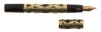 No. 45 Black Hard Rubber Safety Fountain Pen, 14K Gold Filigree Overlay