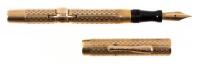 Crescent-Filler Fountain Pen, Gold-Filled Overlay, Gothic Pattern