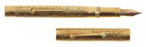 Gold-Filled Lever-Filler Fountain Pen, Engine-Turned Engraving