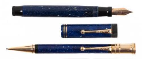 Duofold Senior Fountain Pen and Propelling Pencil Set, Lapis Blue, Excellent Condition