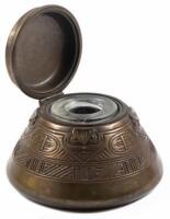 Bronze Inkwell, American Indian Pattern, No. 1183