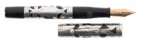 No. 458 Giant Black Hard Rubber Fountain Pen, Sterling Silver Filigree Overlay