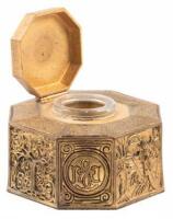 Gilt Bronze Inkwell, Bookmark Pattern, No. 864