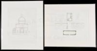 Eight nineteenth century Italian architectural engravings - six framed