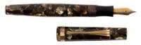 No. 25 12-Sided Marbled Brown Celluloid High-Top Fountain Pen, Danish Production