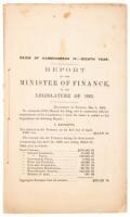 Report of The Minister of&nbsp;Finance to the Legislature of 1862