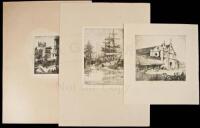 Six etchings by H. Nelson Poole plus two others