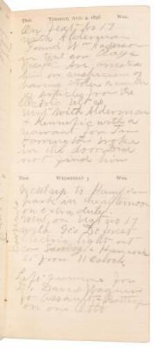 Log book kept by F. Anderson recorded his duties and activities while serving in the San Francisco Police Department