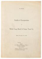 Articles of Incorporation of Wells Fargo Bank & Union Trust Co. Dated, December 13, 1923